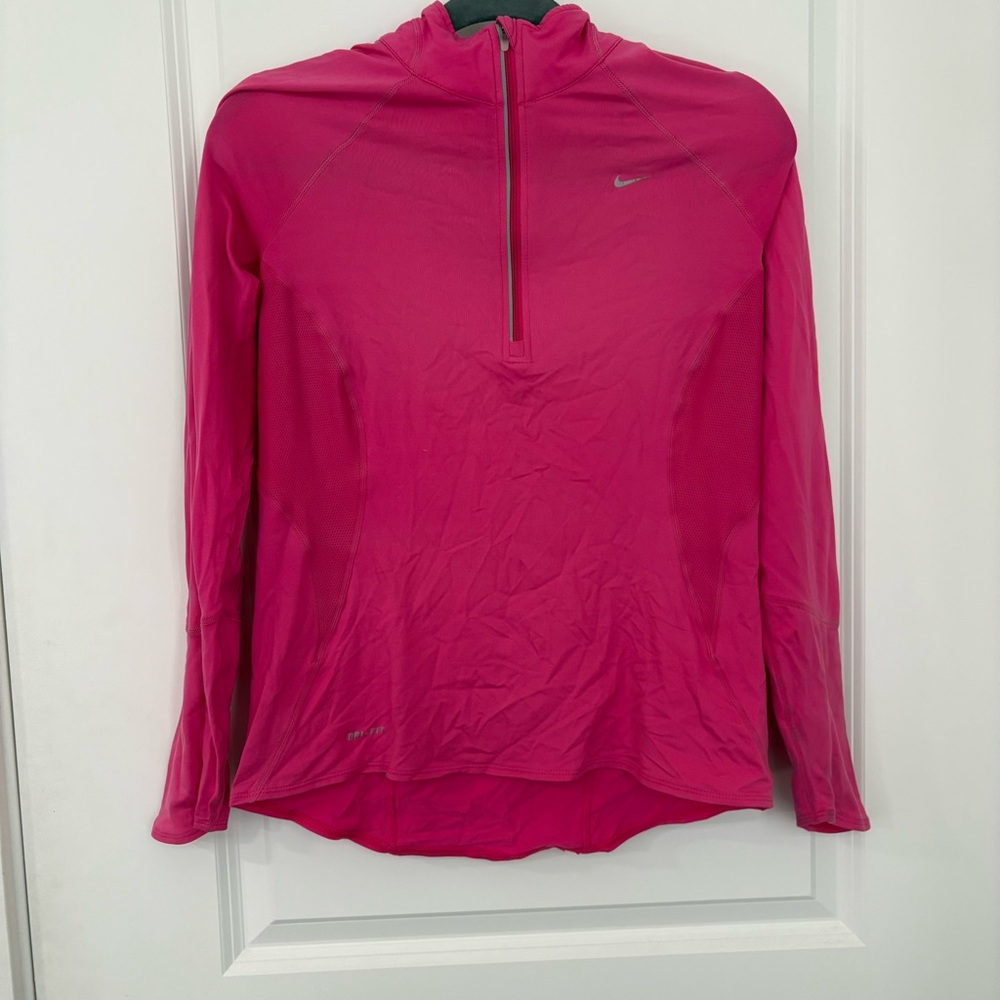 Nike Dri-Fit Long Sleeve 1/2 Zip Pullover Running Top Pink Women M
